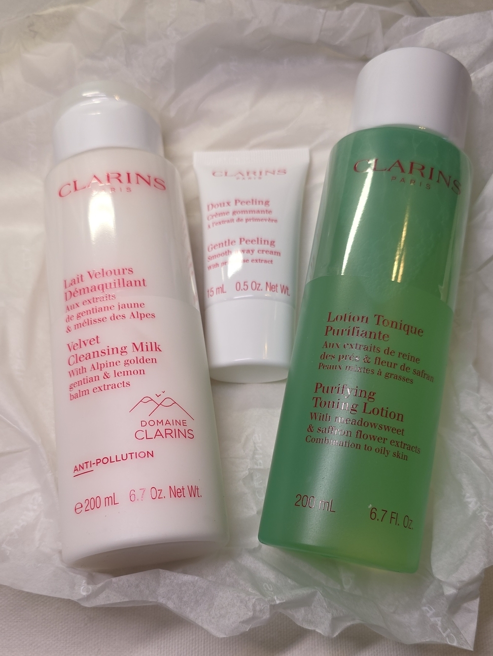 Clarins White & Green Cleansing Milk and Purifying Toning Lotion Set